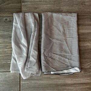 Women's Neutral Striped Jersey Knit Fabric & Sheer‎ Chiffon Scarf Bundle